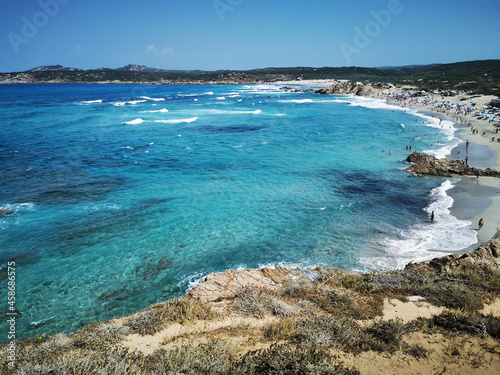 Aerial view of the Rena Majore beach in Sardinia region, Italy photo