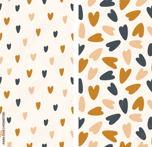Seamless pattern. Hearts on a neutral background. Vector illustration