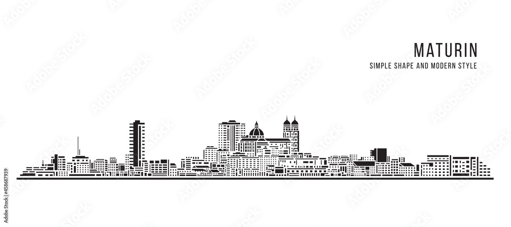 Cityscape Building Abstract Simple shape and modern style art Vector design - Maturin city