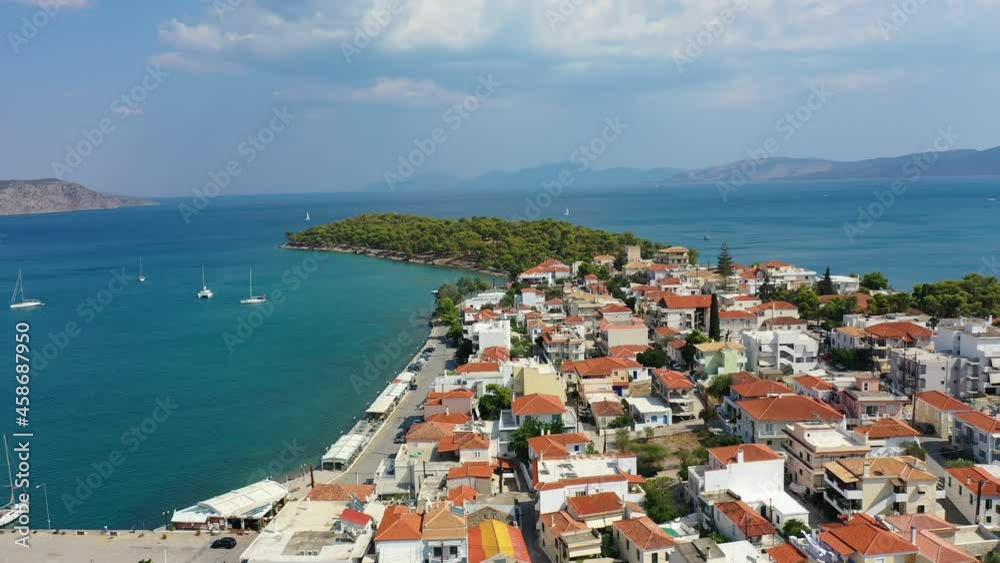 Aerial view of Ermioni, Greece - drone videography Aerial view of Ermioni, Greece - drone videography