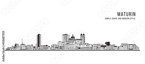 Cityscape Building Abstract Simple shape and modern style art Vector design - Maturin city