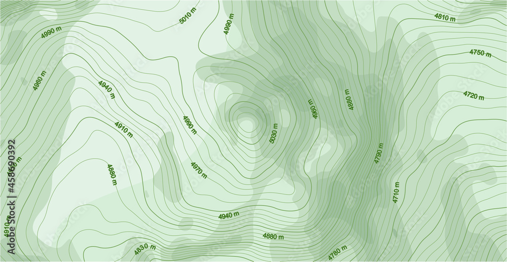 Abstract vector topographic map in green colors - obrazy, fototapety, plakaty 