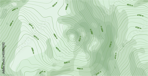 Abstract vector topographic map in green colors photo