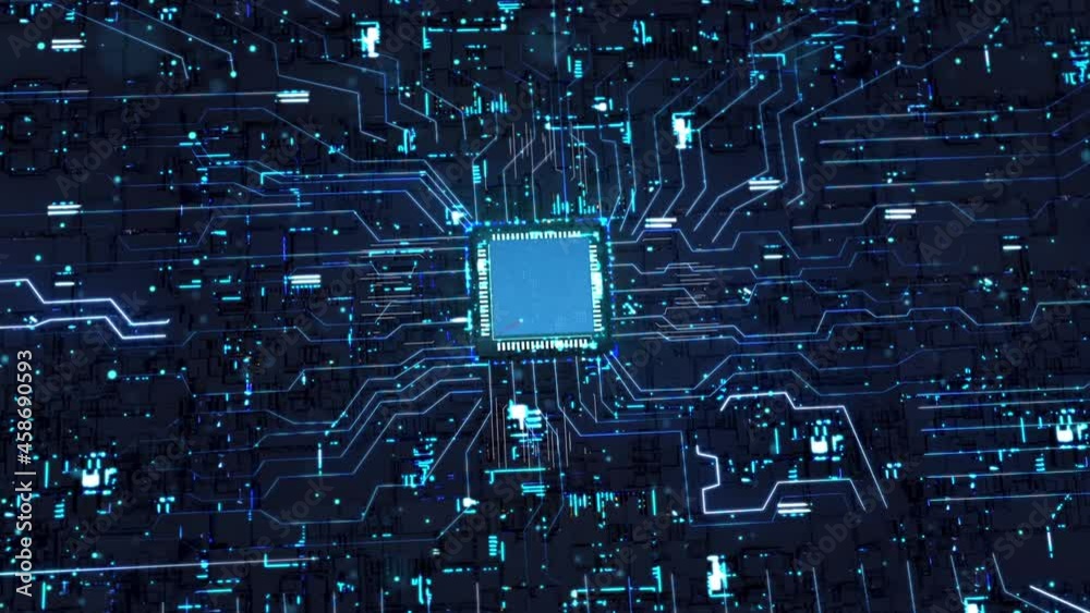 Computer CPU circuit board data storage operation chip.