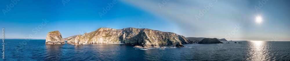 Aerial view of Cnoc na Mara, Lurking fear and Tormore Island at Glenlough bay between Port and Ardara in County Donegal is Irelands most remote bay Aerial view of Cnoc na Mara, Lurking fear and Tormore Island at Glenlough bay between Port and Ardara in County Donegal is Irelands most remote bay