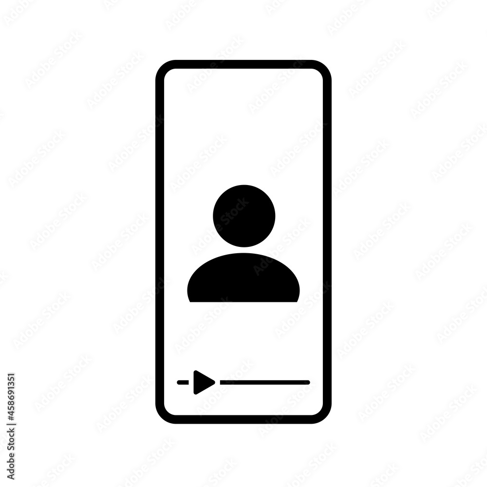 The human icon on the phone. Live stream, video, webinar icon vector illustration The human icon on the phone. Live stream, video, webinar icon vector illustration