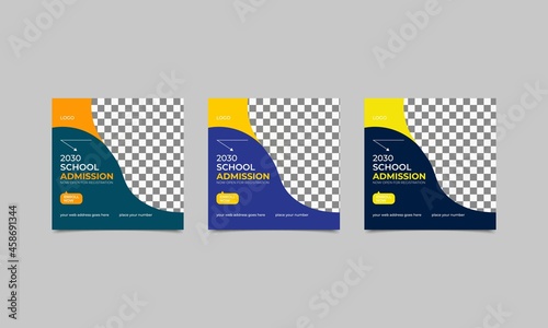 Back to school education admission social media square banner template design. vector illustration.