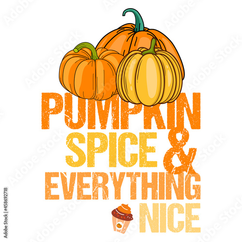 Pumpkin spice & Everything nice tshirt design, Happy Thanksigiving Tshirt Design template photo