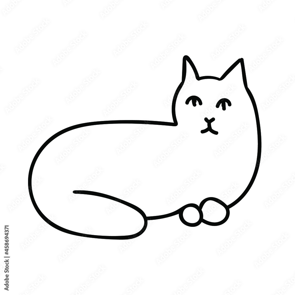 Vector cat for Halloween with black line on white background doodle style.Holiday,horror,scary illustration for all saints day hand drawn.Designs for invitations,social media,posters,packaging. Vector cat for Halloween with black line on white background doodle style.Holiday,horror,scary illustration for all saints day hand drawn.Designs for invitations,social media,posters,packaging.