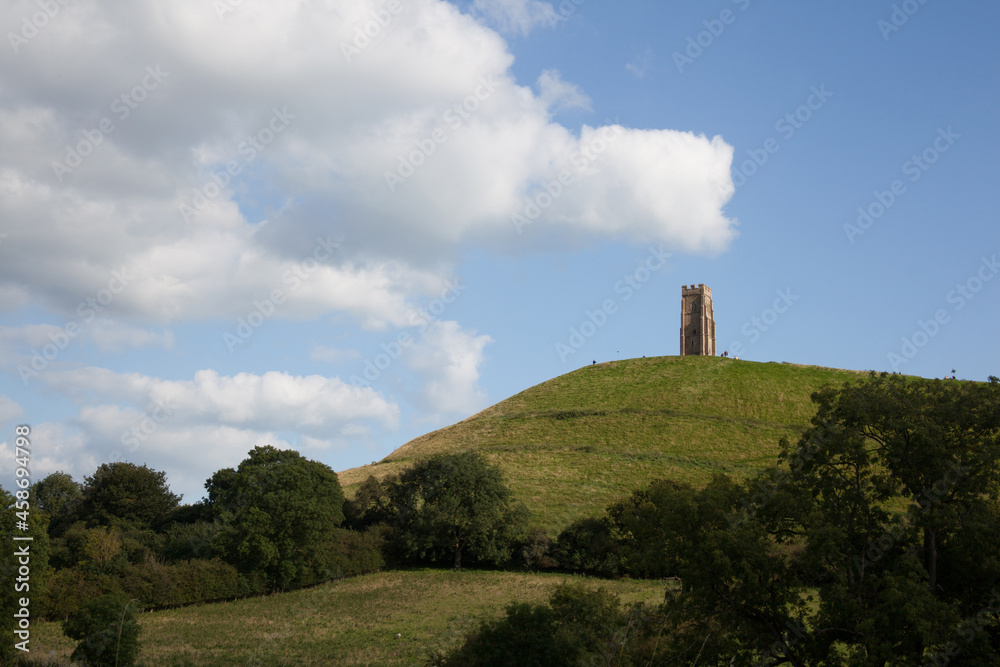 The Glastonbury Tor on a hill in Glastonbury, Somerset in the UK