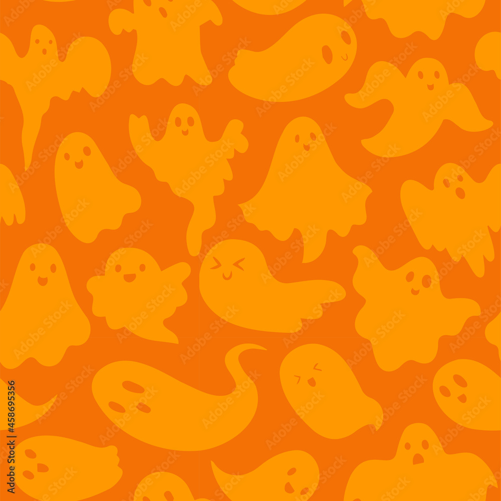 Cute ghost seamless pattern. Vector Halloween background