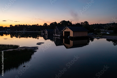 Karingsund guest harbor dusk photo