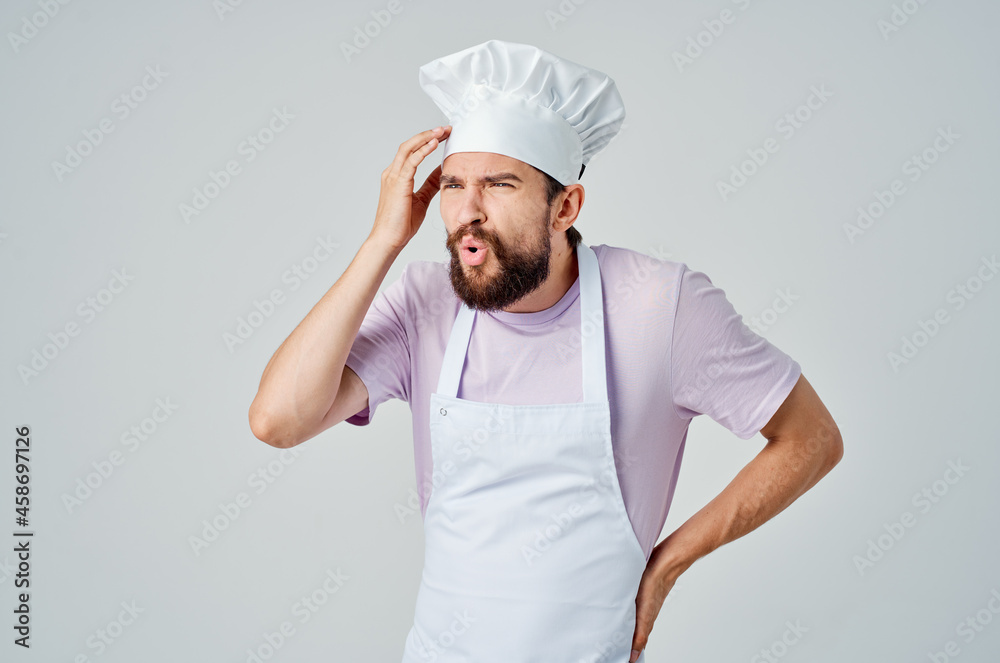 emotional male chef gesturing with hands kitchen professional work emotional male chef gesturing with hands kitchen professional work