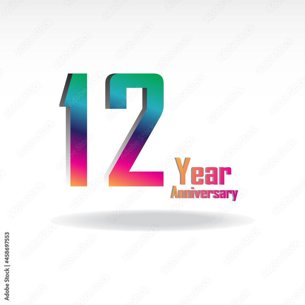 Fototapeta premium 12th anniversary event party. Vector illustration. numbers template for Celebrating.