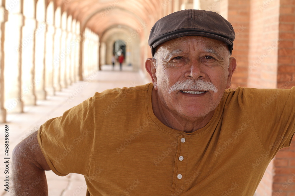 Senior citizen with gray haired mustache Senior citizen with gray haired mustache