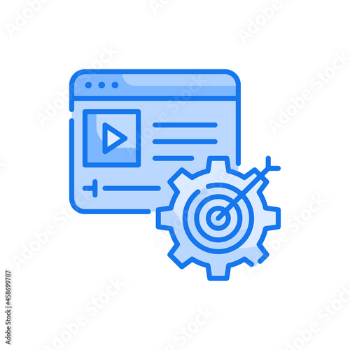 CRM vector blue colours icon style illustration. EPS 10 file