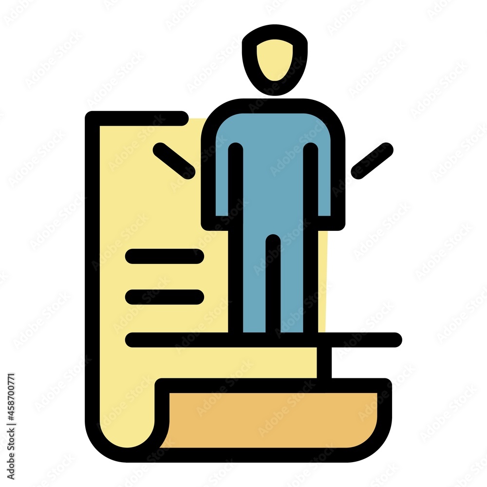 Document and person icon. Outline document and person vector icon color flat isolated Document and person icon. Outline document and person vector icon color flat isolated