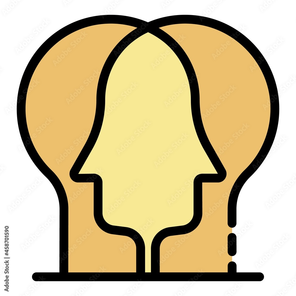 Two heads icon. Outline two heads vector icon color flat isolated Two heads icon. Outline two heads vector icon color flat isolated