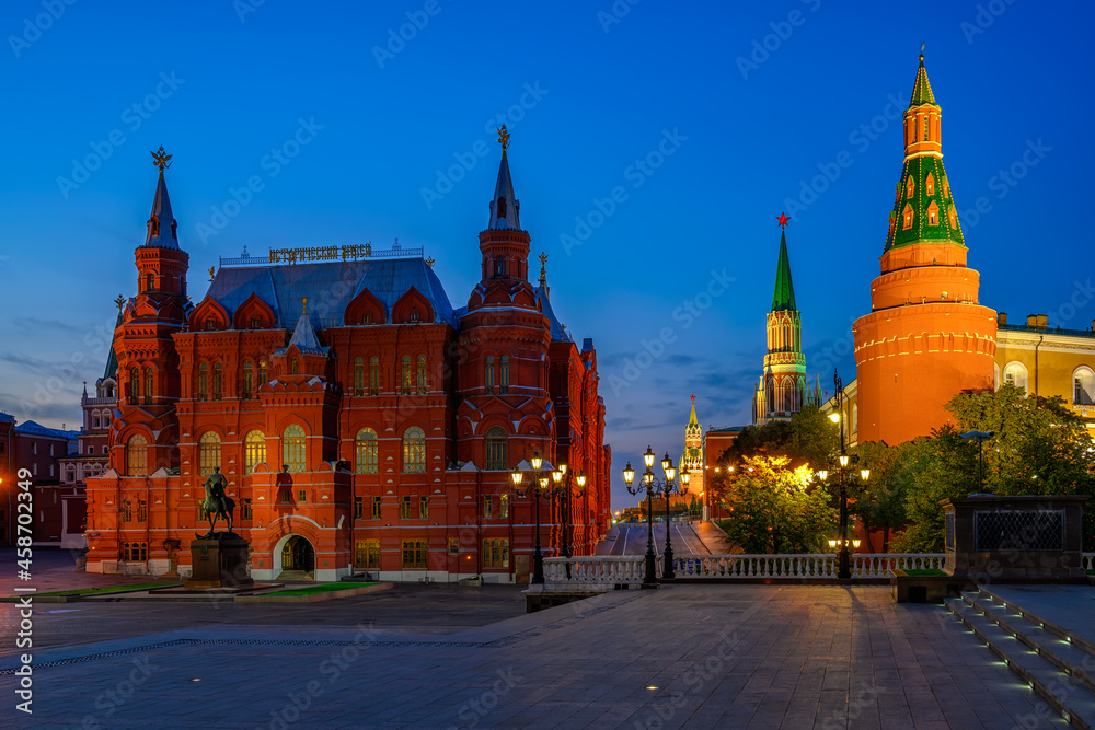 Red Square, Moscow Kremlin and State Historical Museum in Moscow, Russia. Architecture and landmarks of Moscow.