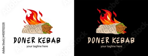 Shawarma logo for restaurants and markets. Doner kebab logo template. EPS10 vector illustration.