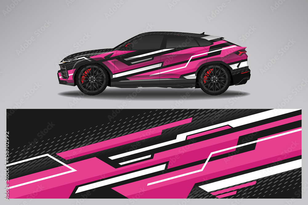 Wrap car vector design decal. Graphic abstract line racing background design for vehicle, race car, rally, adventure livery camouflage. Wrap car vector design decal. Graphic abstract line racing background design for vehicle, race car, rally, adventure livery camouflage.