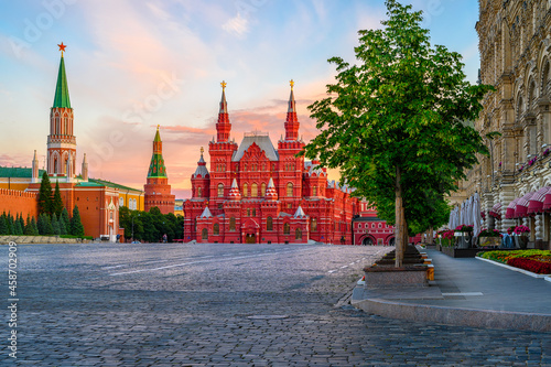 Red Square, Moscow Kremlin and State Historical Museum in Moscow, Russia. Architecture and landmarks of Moscow.