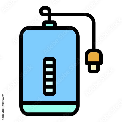 Power bank icon. Outline power bank vector icon color flat isolated