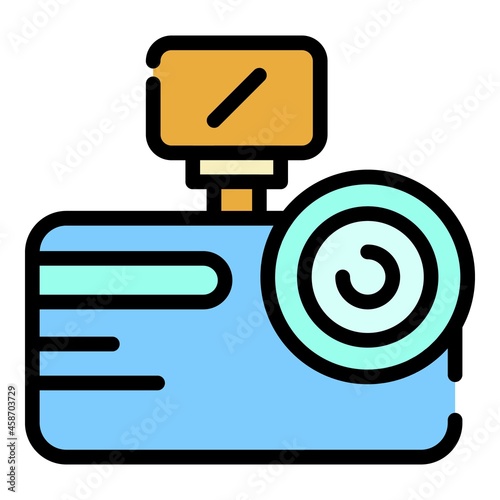 Backlit camera icon. Outline backlit camera vector icon color flat isolated