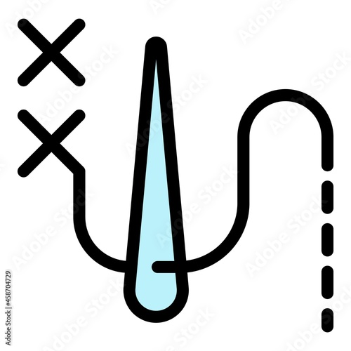 Cross stitch icon. Outline cross stitch vector icon color flat isolated