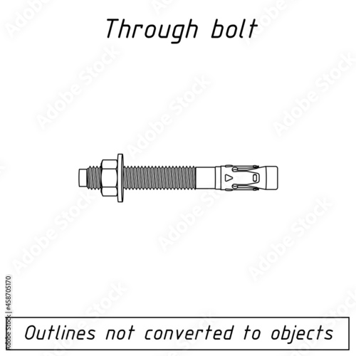 through bolt hex blueprint outline