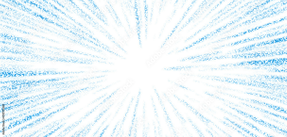 Obraz premium Abstract blue halftone star or sun rays.