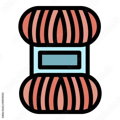 Skein of thread icon. Outline skein of thread vector icon color flat isolated