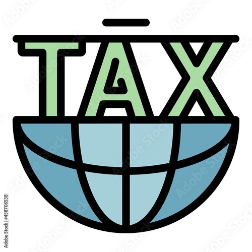 Global tax form icon. Outline global tax form vector icon color flat isolated