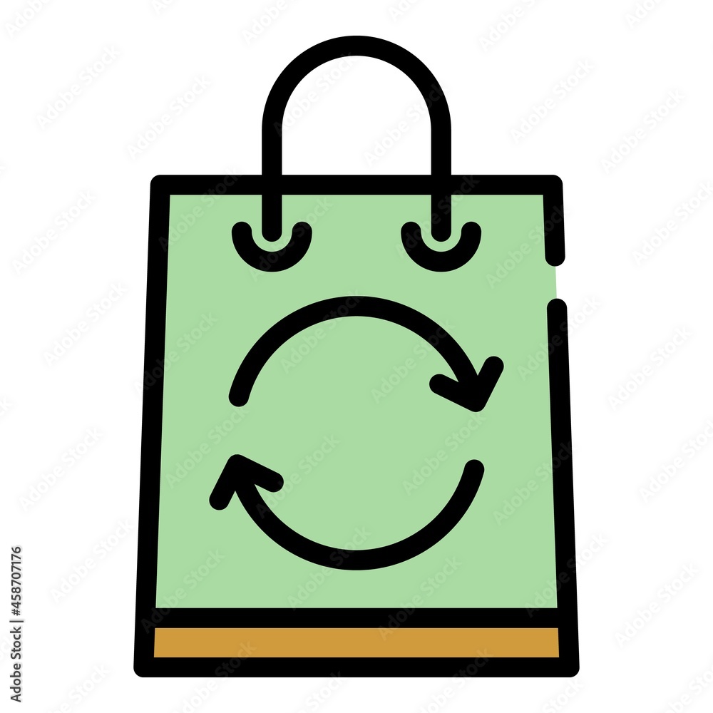 Paper bag icon. Outline paper bag vector icon color flat isolated Paper bag icon. Outline paper bag vector icon color flat isolated