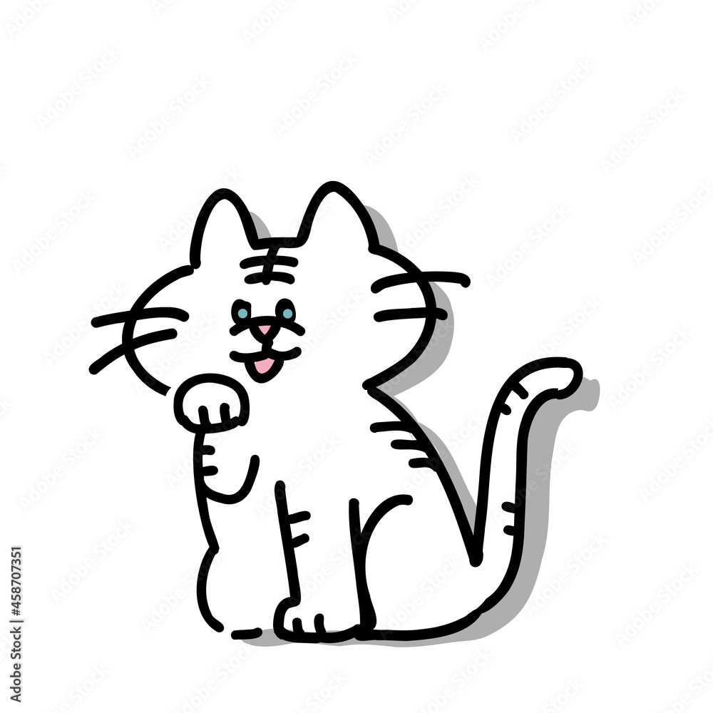 Naklejka premium ホワイトタイガー,トラ,虎,虎猫,トラネコ,アルビノ,ネコ科,干支,年賀状,寅年,寅,タイガー,ステッカー,シール,影,立体, 動物,アニマル,2022,2022年,猫,動物園,ホワイト,白, かわいい,イラスト,素材,デフォルメ,キャラクター, 色塗り,白黒,モノトーン,線画,シンプル,塗り絵,手書き,落書き,ペン画