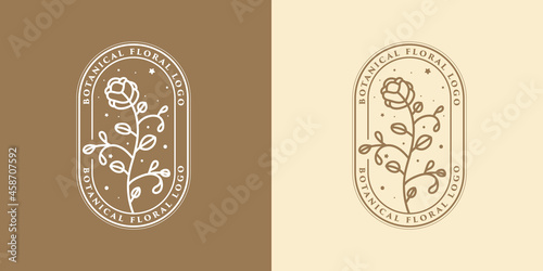 Botanical Hand Drawn collection Logo with Wild Flower and Leaves. Logo for spa and beauty salon, boutique, organic shop, wedding, floral designer, interior, photography, cosmetic. vector illustration