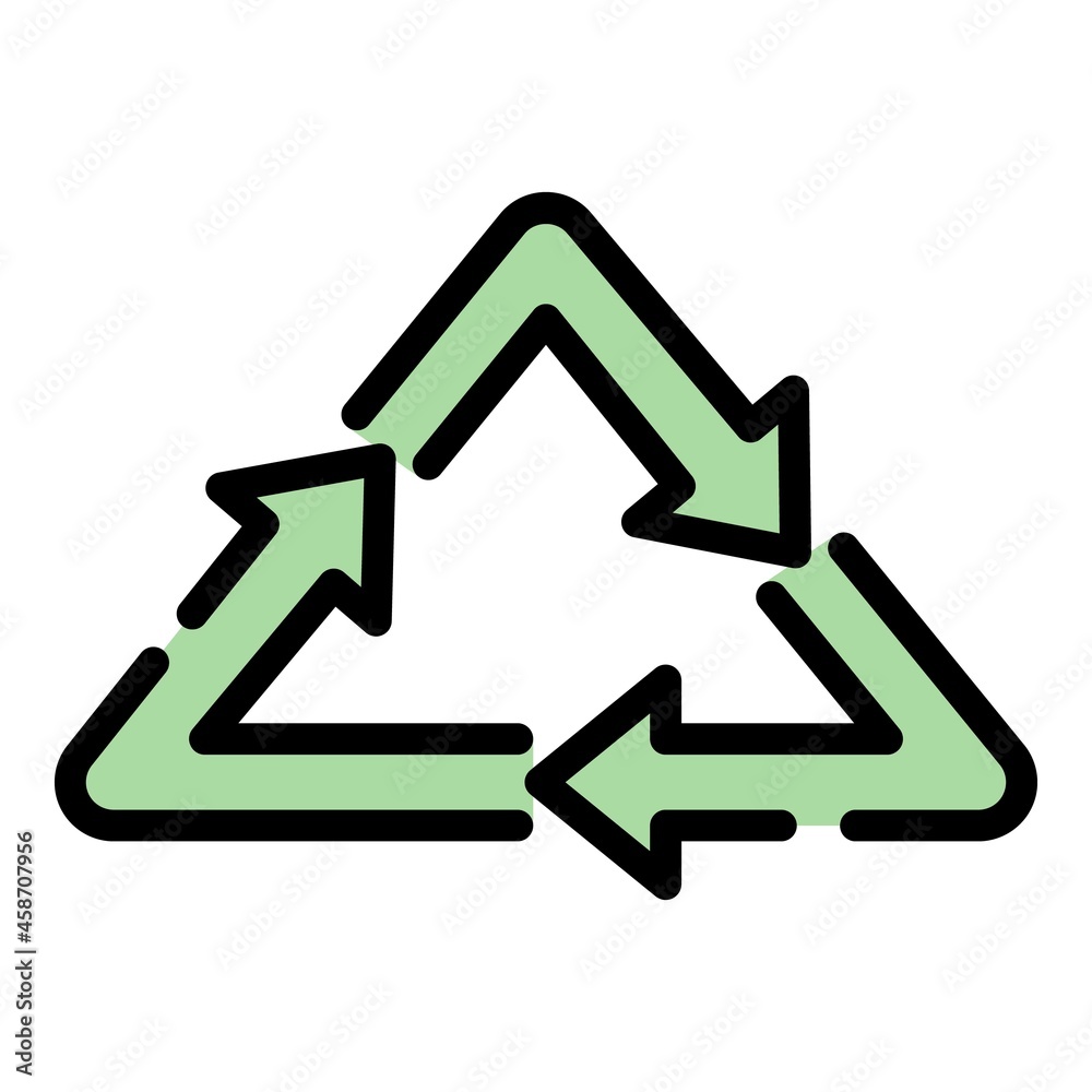 Recycling triangle icon. Outline recycling triangle vector icon color flat isolated Recycling triangle icon. Outline recycling triangle vector icon color flat isolated