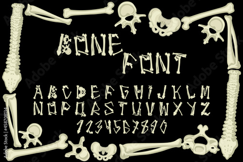 Halloween font made of various human bones.