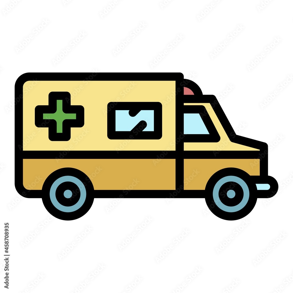 Rescue ambulance icon. Outline rescue ambulance vector icon color flat isolated Rescue ambulance icon. Outline rescue ambulance vector icon color flat isolated