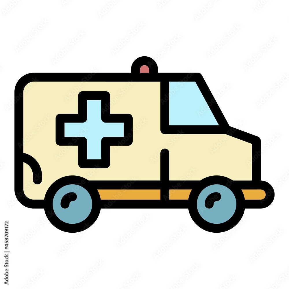 Ambulance van icon. Outline ambulance van vector icon color flat isolated Ambulance van icon. Outline ambulance van vector icon color flat isolated