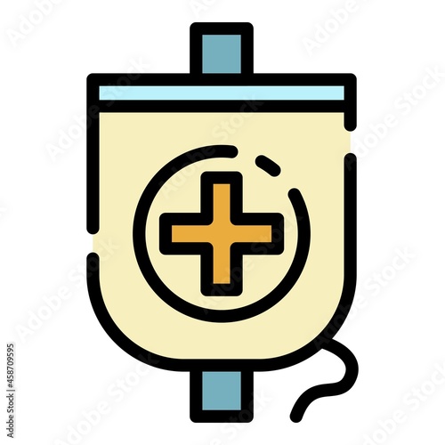 Blood package icon. Outline blood package vector icon color flat isolated