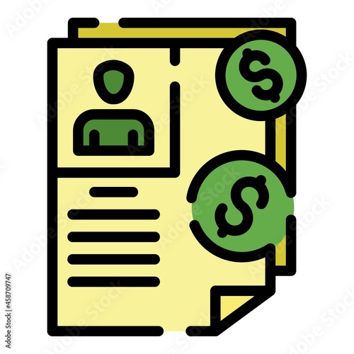 Crowdfunding papers icon. Outline crowdfunding papers vector icon color flat isolated