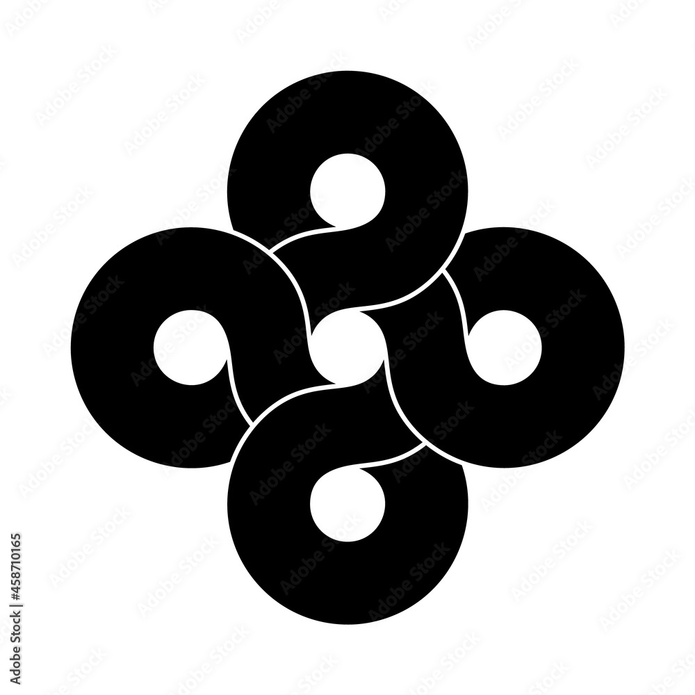Knot sign made of four connected rings. Stylized tattoo design of Bowen ...