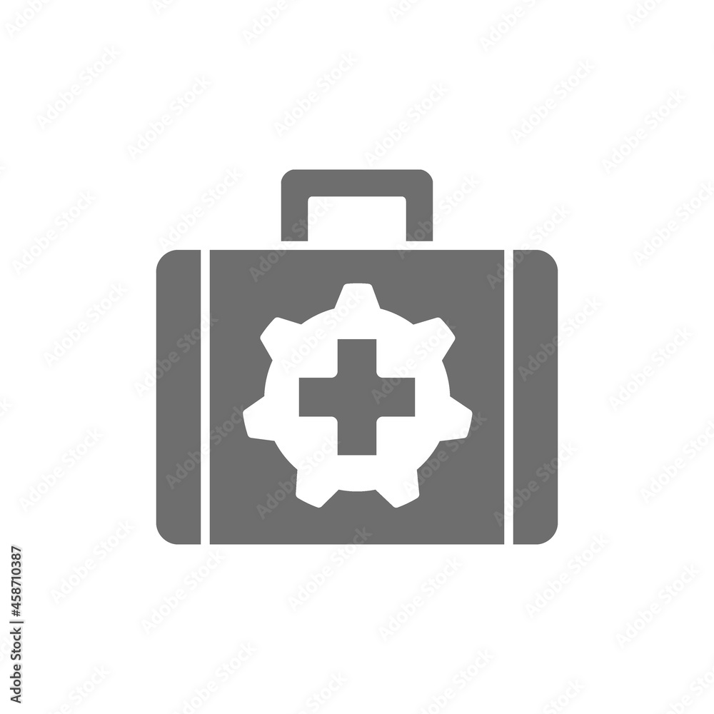 Vector technical assistance suitcase grey icon. Isolated on white background Vector technical assistance suitcase grey icon. Isolated on white background