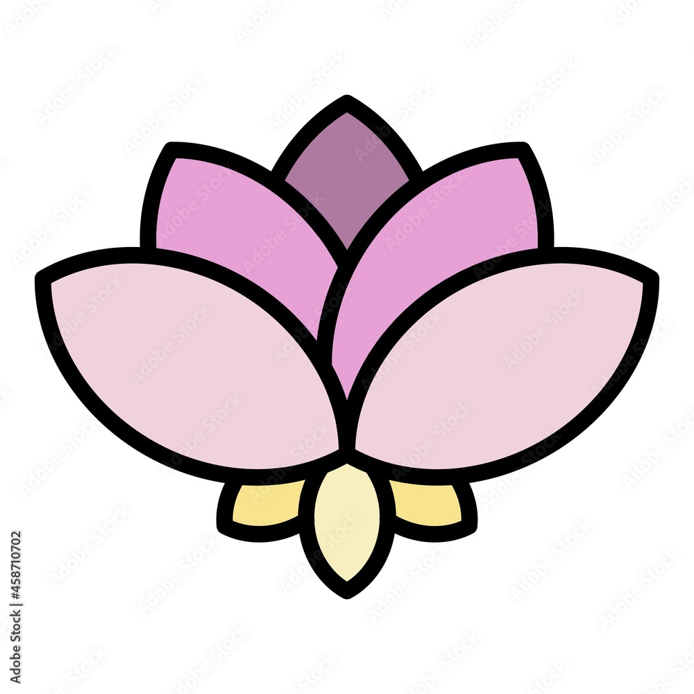 Lotus plant icon. Outline lotus plant vector icon color flat isolated Lotus plant icon. Outline lotus plant vector icon color flat isolated