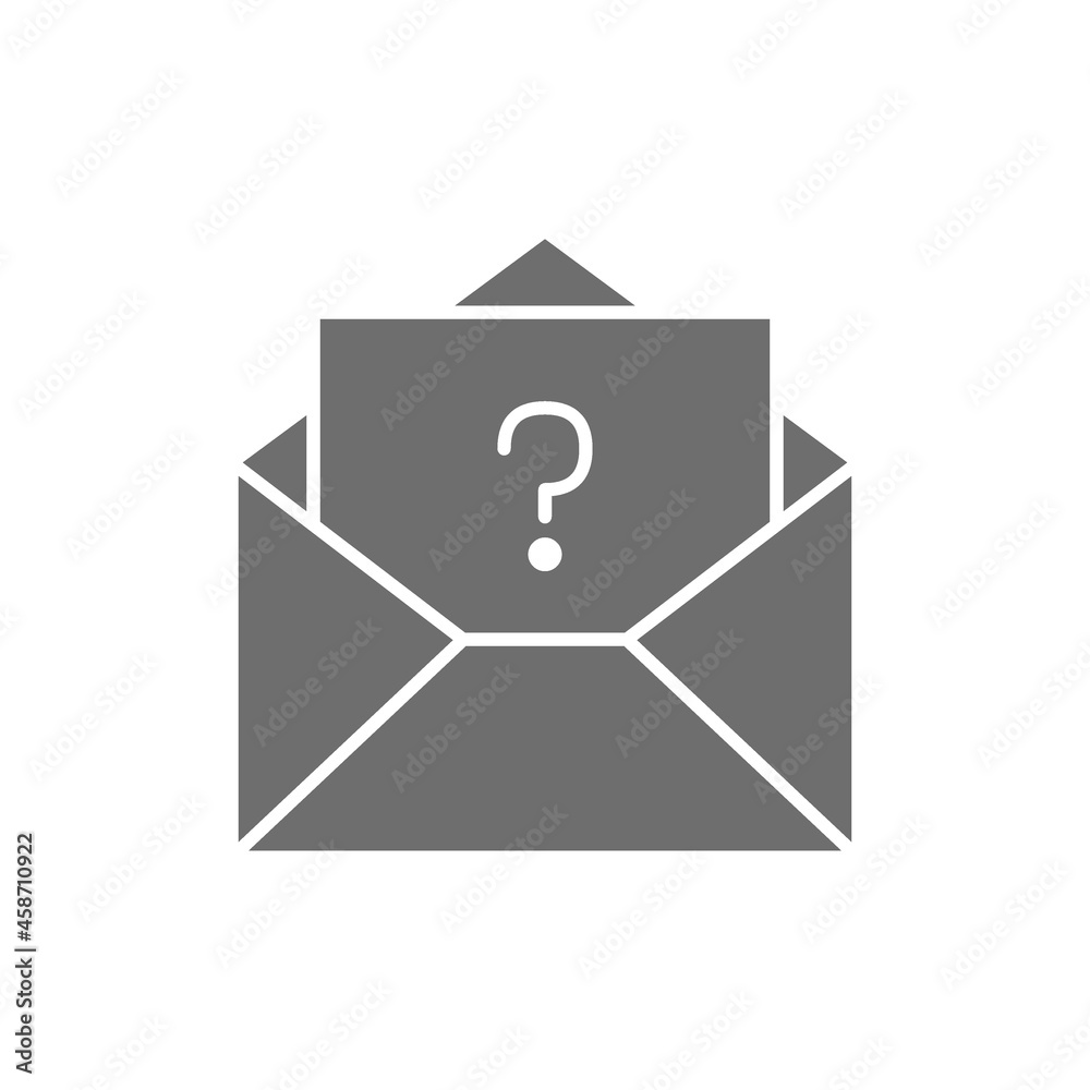 Letter with question sign, frequently asked questions, faq grey icon. Letter with question sign, frequently asked questions, faq grey icon.