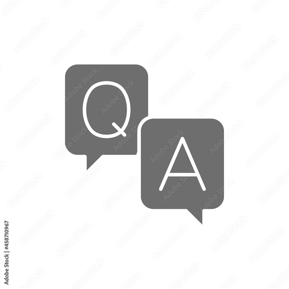 Chat cloud, question with answer sign grey icon. Chat cloud, question with answer sign grey icon.