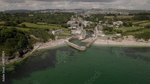 Charlestown Small Harbour St Austell Bay South Cornwall Coastline UK Aerial View