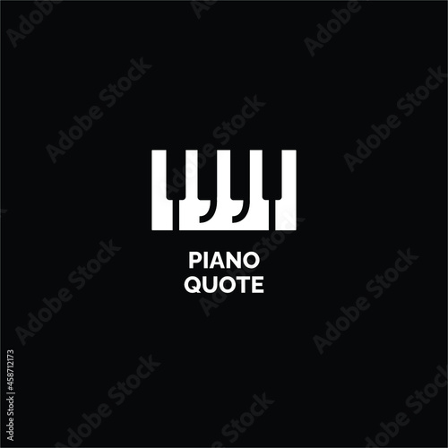 Piano Quote Dual Meaning Logo Design Concept in vector format. This design embodies two concepts: the silhouette of a piano and an open book.