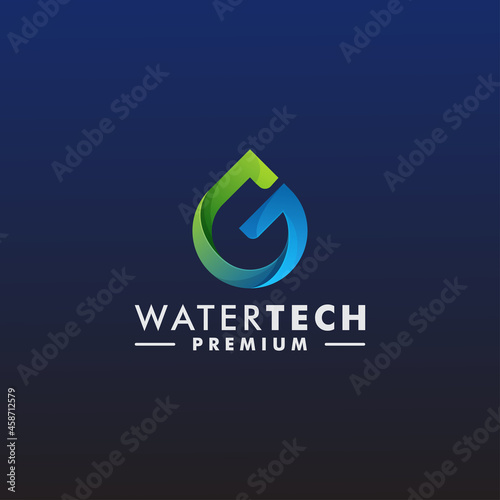 Letter G abstract water drop logo design template vector